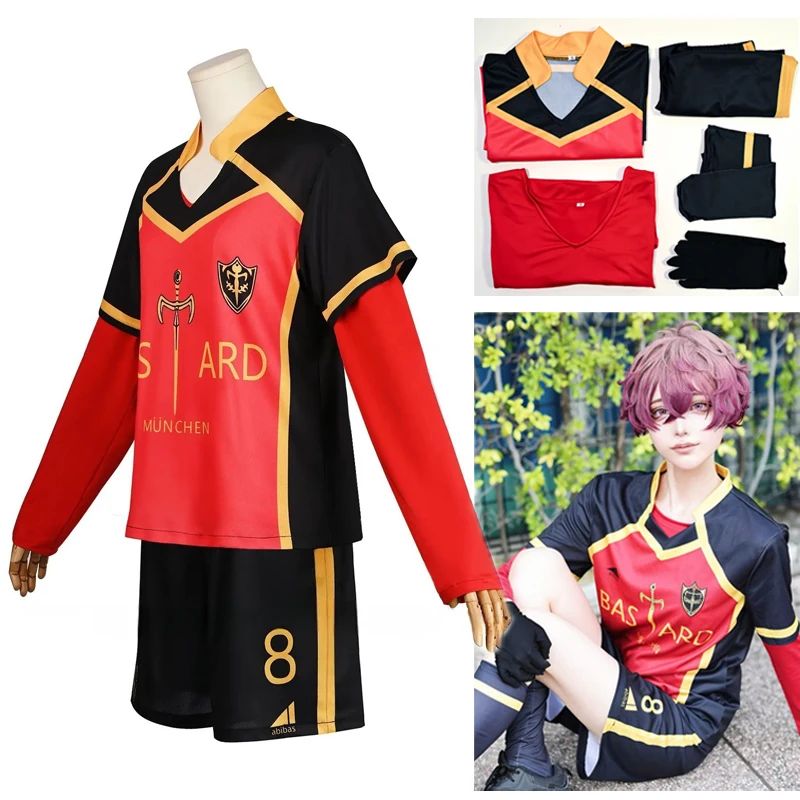 Anime Michael Kaiser Cosplay Costume Red Uniform Team Bastard Munchen Alexis Ness Cosplay Football Soccer Clothing