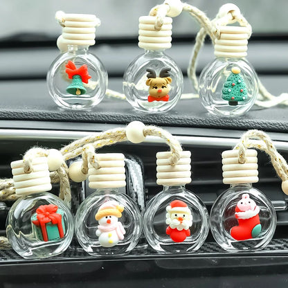 Pingente de Frasco de Perfume de 10ml Decoração de Espelho Retrovisor de Carro de Natal Frasco de Vidro Vazio Frasco de Óleo Essencial para Aromaterapia