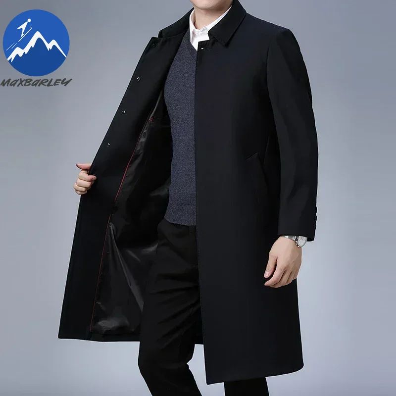 Light Luxury Long Jacket Men's Winter Business Casual Comfortable Windproof Warm Trench Coat British Streetwear Suit Male Coat