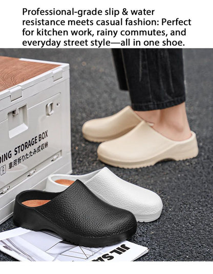 Kitchen Non-slip Oil-resistant Chef‘s Shoes Men's Waterproof Casual Flat Shoes Women's Slippers Couple Plus Size EVA Shoes