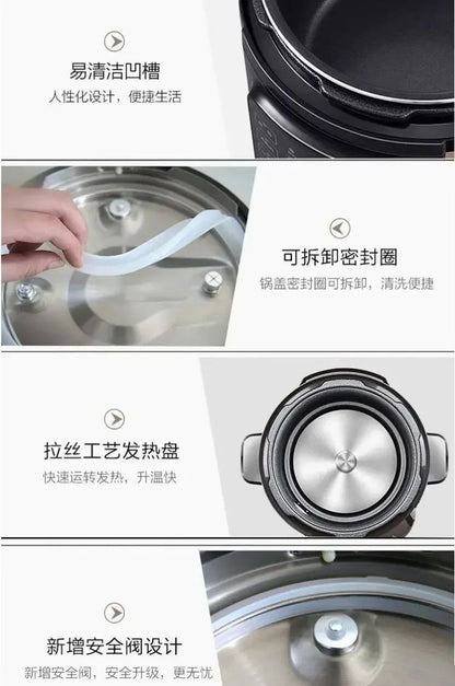 Panela de pressão elétrica Supor, panela de pressão doméstica com tanque duplo 6L de grande capacidade multifuncional para 5-8 pessoas