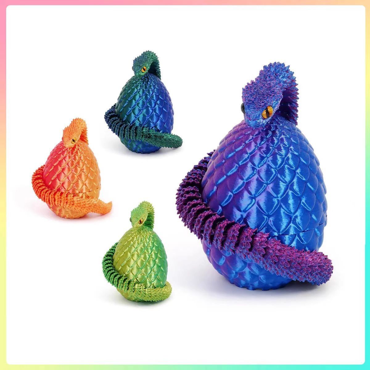 3D Print Cool Snake Dragon Egg Multi-joint Novel Easter Hot Sale Gifts Decompression Children's Toys Desktop Decorations Printed