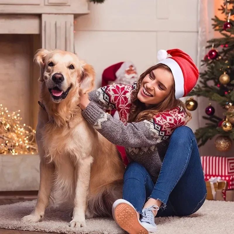 Merry Christmas Hats Non-woven Santa Claus Hats for Adults Kids Red Xmas Caps Women Men New Year Festival Party Decoration Gifts