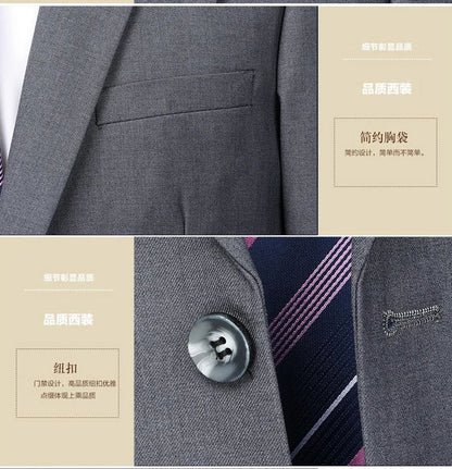 Men's 2024 Slim-fit Two-button Business Suit Professional Work Formal Two-piece Set Trousers Included S-6XL