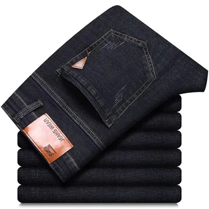 Calça Jeans Masculina de Marca de Luxo Stretch Reta Casual Slim Fit Jeans Masculino Design Clássico de Negócios Calça Tamanho Grande