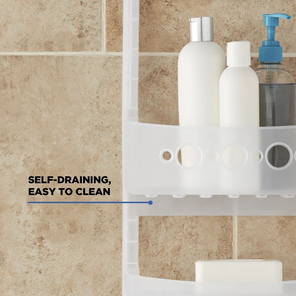 Heavy Duty Over Shower Caddy with 2 Shelves Deep Basket No Tools Needed Easy Installation Rust Resistant Bathroom Storage