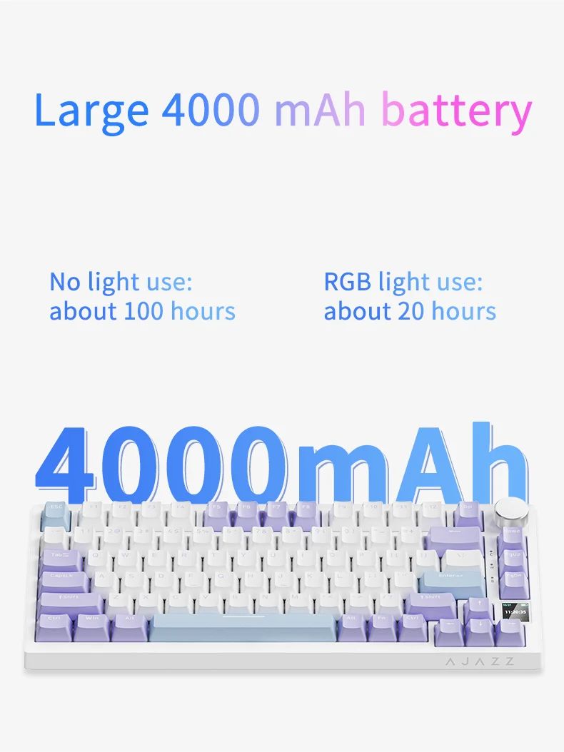 AJAZZ AK820 Teclado Mecânico para Jogos Sem Fio Hot Swap, Layout 75%, Switches Trocáveis, Conectividade de Três Modos