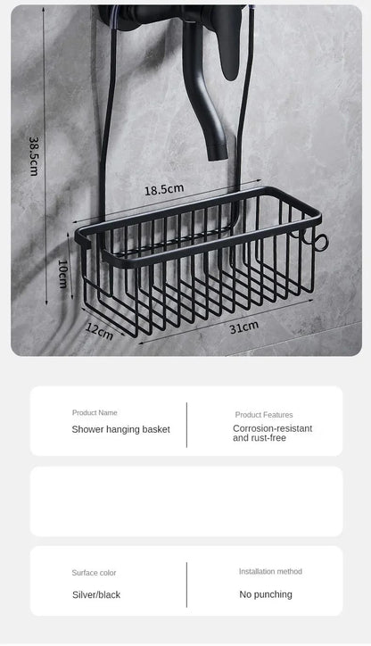 Aluminium Bathroom Shelf Without Drilling, Shower Shelf Shelves Shampoo Holder, Basket Storage Organizer Bathroom Accessories