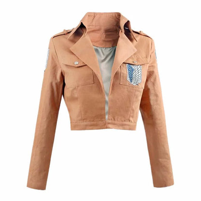 Anime Movie Giant Yellow Jacket Costume Printed Wings of Freedom Coat Halloween Cosplay Male and Female Dress Up Costumes