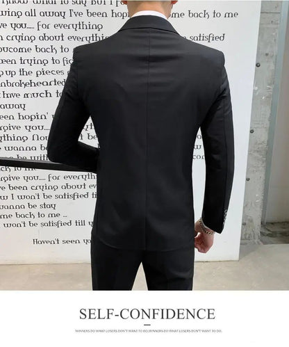 Suit S-7XL (Blazer+ Waistcoat + Trousers) Men's Fashion Business Dinner Gentleman Slim British-style Evening Dress Group Suit