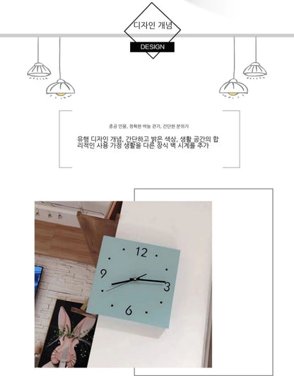 Creative Light Sensor Corner Wall Clock Square Simple Double Sided Wall Clock with Arabic Numeral Scale Analog Silent Wall Clock
