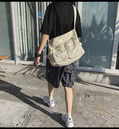 2025 y2k Women Vintage Handbag Canvas Teenager Shoulder Tote Bags Messenger Bags Ladies Casual Handbag Crossbody Purse