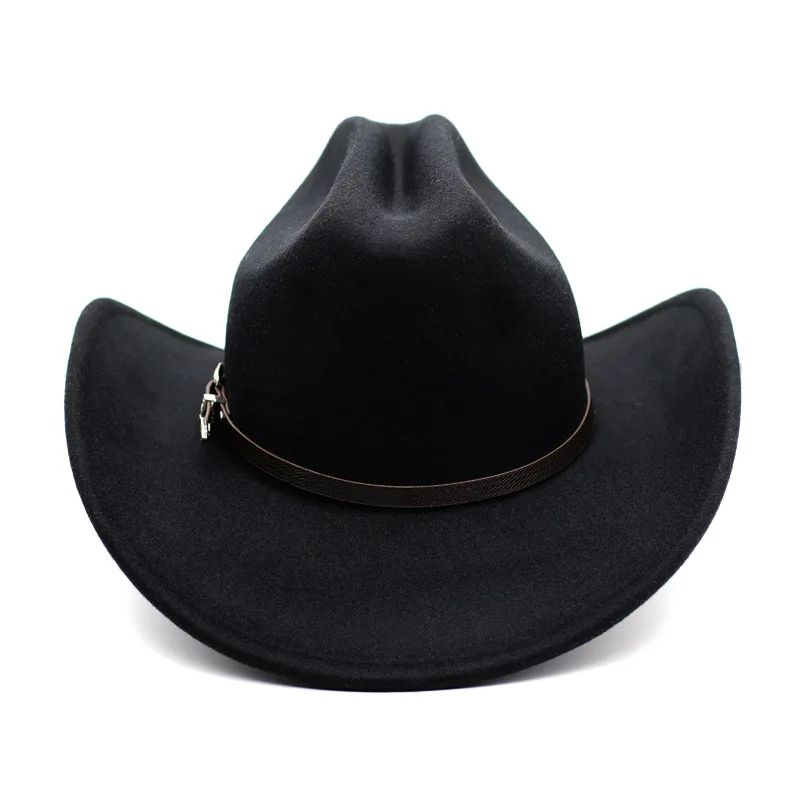 Vintage Western Cowboy Hat For Men's Gentleman Lady Jazz Cowgirl With Leather Wide Brim Cloche Church Sombrero Hombre Caps