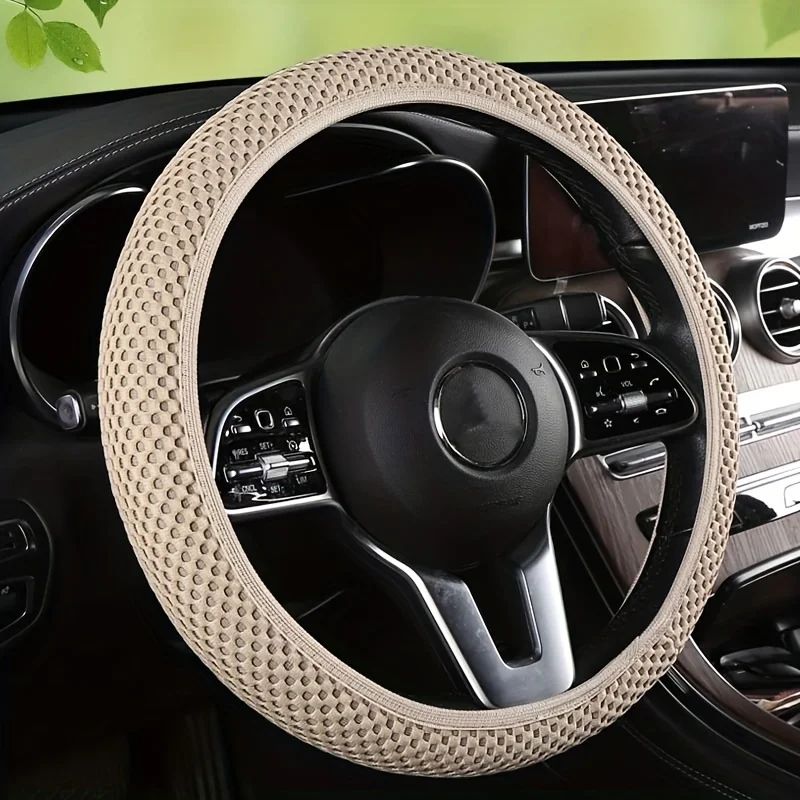 Four Seasons Elastic Ice Silky Soft Cloth Steering Wheel Cover - No Inner Ring, Fit for Cars, Protective Protective Cover