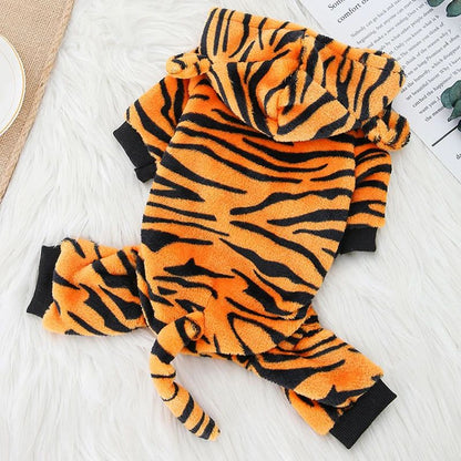 Traje de Cosplay em Fleece de Coral para Roupas de Cachorro Pequeno, Gato, Filhote, Chihuahua, Yorkshire, Casaco com Capuz, Tigre, Dinossauro