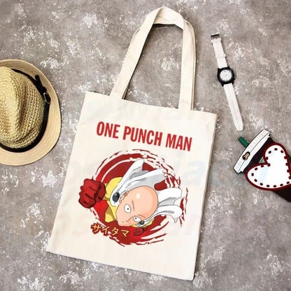 One Punch Man Shopping Bag Grocery Shopper Anime Genos Saitama Sensei Shopping Jute Bag Cotton Bag Jute