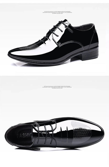 Luxury Business Oxford Leather Shoes Men Breathable Patent Leather Formal Shoes Plus Size Man Office Wedding Flats Male Black