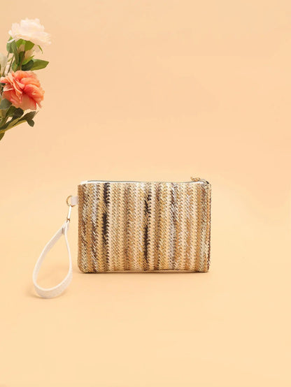 Rattan Knitting Women Straw Bags Fashion Colorful Summer Beach Clutch Bag Female Woven Wristlet Bag Wallet Money Coin Purse