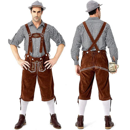 Men Bavarian Beer Male Shirt Rompers Shorts Set Cosplay Costume German Oktoberfest Costumes Halloween Festival Party Outfit