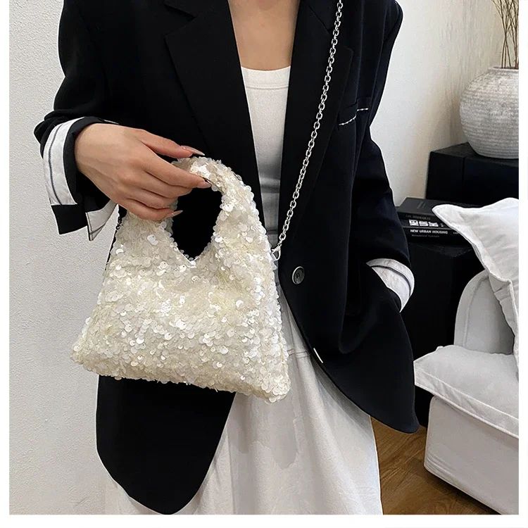 Exquisite Shining Sequins Square Women's Shoulder Bag Popularity Stylish Design Handbags High Quality Solid Sweet Crossbody Bags