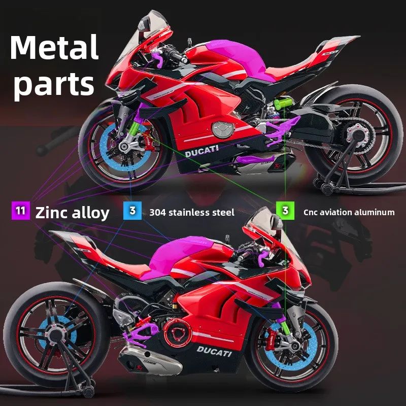 Spray de Fundição 1:6 Ducati V4 Moto Liga Modelo Coleção Miniatura Voiture Ornamento Namorado Presente Decoração de Casa Brinquedo Veículo