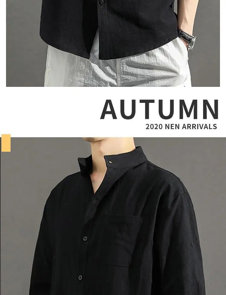 Casual Linen Cotton Shirt Men's Loose Sleeveless Top Chinese Style Autumn Outerwear Comfortable Breathable Men's Casual Shirt