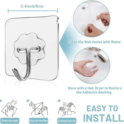 100PcsTransparent Self adhesive wall hooks Multi-Purpose Wall Hook Key Holder Towel Holder For Kitchen Bathroom Accessories
