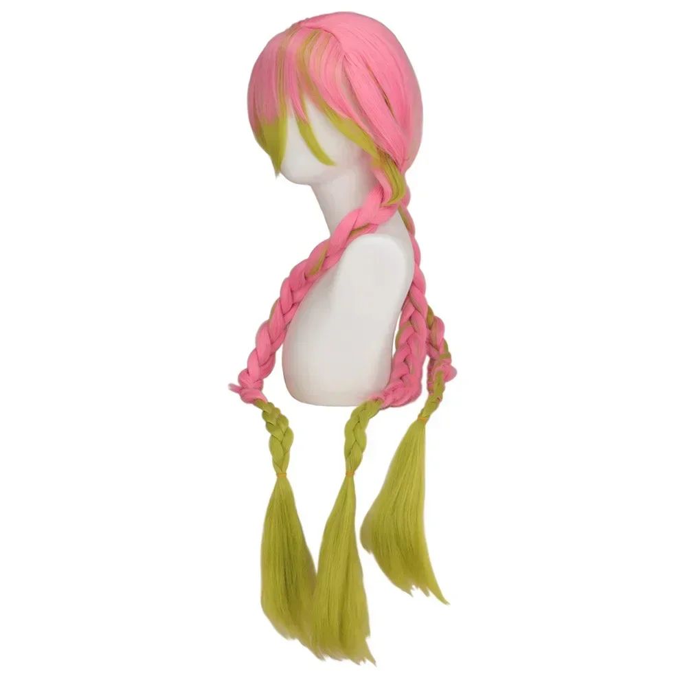 Adult Children Anime Kanroji Mitsuri Cosplay Costume Kimono Haori Dress Wig Clothes Halloween Costume for Adult Children