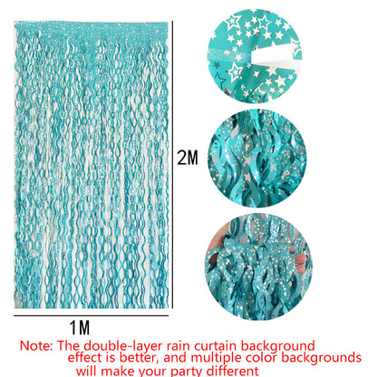 Metallic Tinsel Foil Fringe Curtains with star Party Photo Backdrop Party Streamers for Birthday New Year Eve Wedding Decor