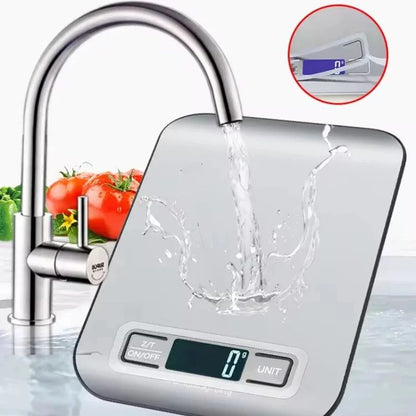 Nova Balança Digital Eletrônica de Cozinha 5kg-1g com Display LED Painel de Aço Inoxidável Ideal para Casa Joias Lanches e Cozimento