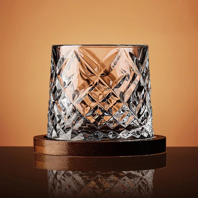 Copo de Uísque com Base, Copos de Uísque de Cristal Giratórios, Taça de Vinho e Brandy para Bar e Casa