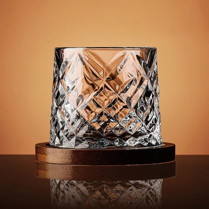Copo de Uísque com Base, Copos de Uísque de Cristal Giratórios, Taça de Vinho e Brandy para Bar e Casa