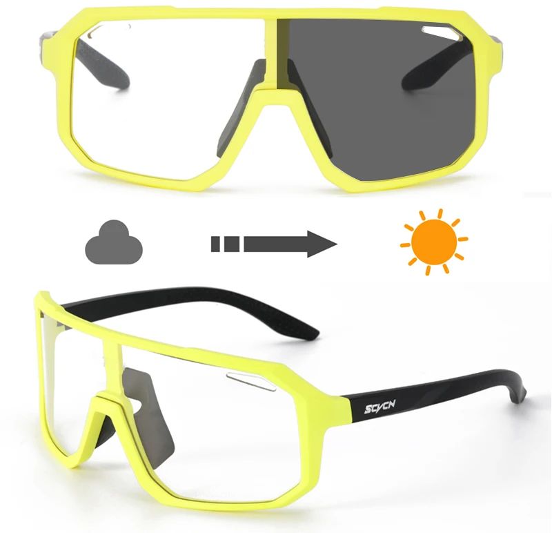 SCVCN Óculos Fotocromáticos Masculinos para Ciclismo Óculos de Sol para Mulheres Esportes Corrida MTB Óculos de Ciclismo para Estrada Mountain Bike