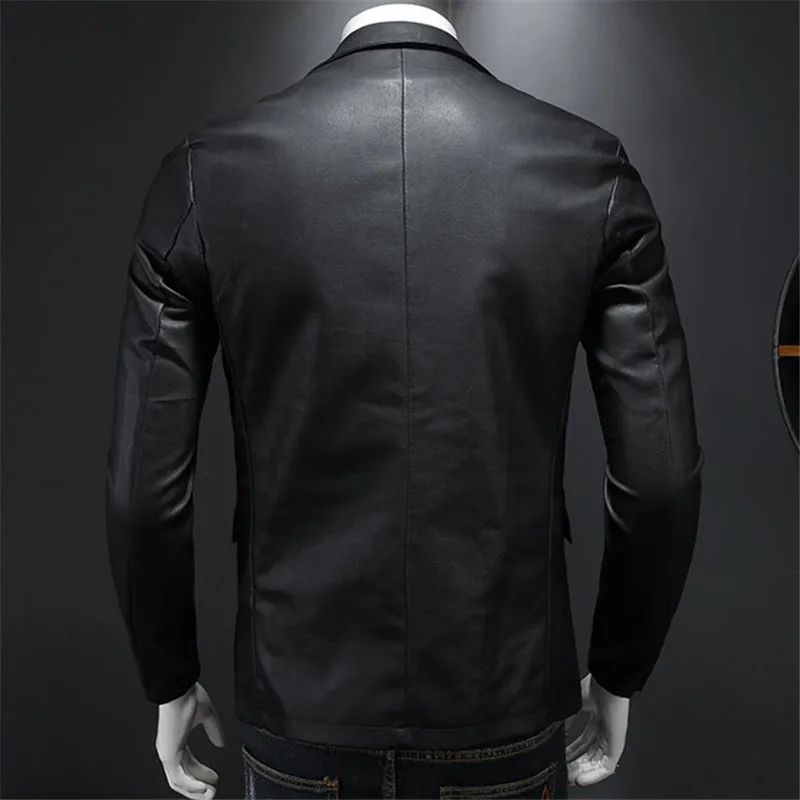 Leather Jackets PU Casual New Mens Slim Fit Motorcycle Coats Turn Down Collar Black Moto Biker Leather Suede Outerwear Men 5XL