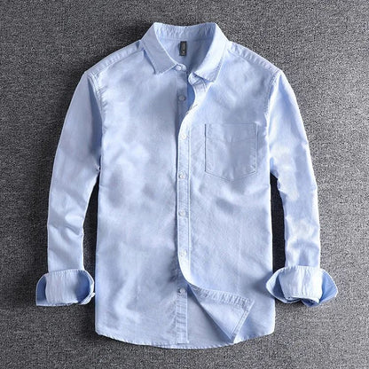 Basic Minimalist Men Shirt Jacket Pure Cotton Washed Oxford Military Light Casual Work Safari Style Shirts Mens Tops Shirt