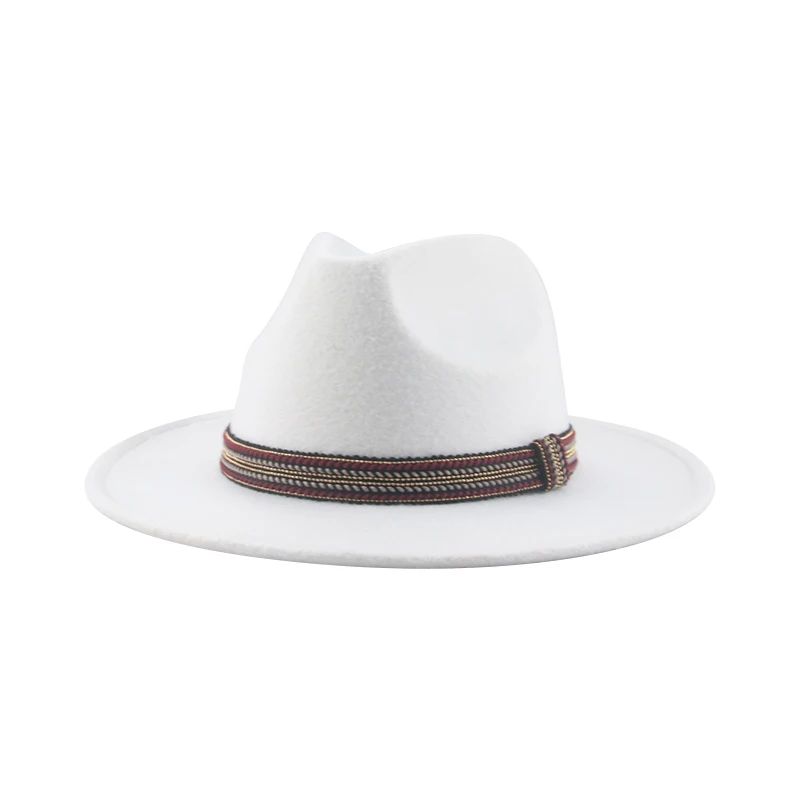 Chapéu Feminino Fedora de Feltro Sólido Casual Chapéu de Inverno Feminino Bonés Masculinos Faixa Panamá Preto Cáqui ????? ??????? Sombrero