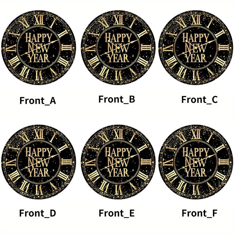 6/8pcs New Year Placemats Set Countdown Clock Pattern Polyester Table Mats Holiday Dining Happy New Year Party Festival Decorat