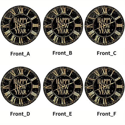 6/8pcs New Year Placemats Set Countdown Clock Pattern Polyester Table Mats Holiday Dining Happy New Year Party Festival Decorat