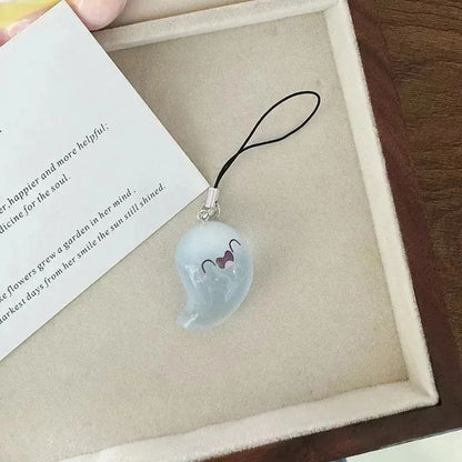 Creative Halloween Luminous Mini Cute Ghost Pendant Keychains Resin Keyring Key Holder for Kid Adult Festival Gifts Bag Charms