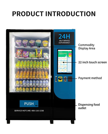 High Capacity Vending Machine Energy Efficient Smart Combo Machine for Libraries with Quiet Operation Mode Snack Vending Machine