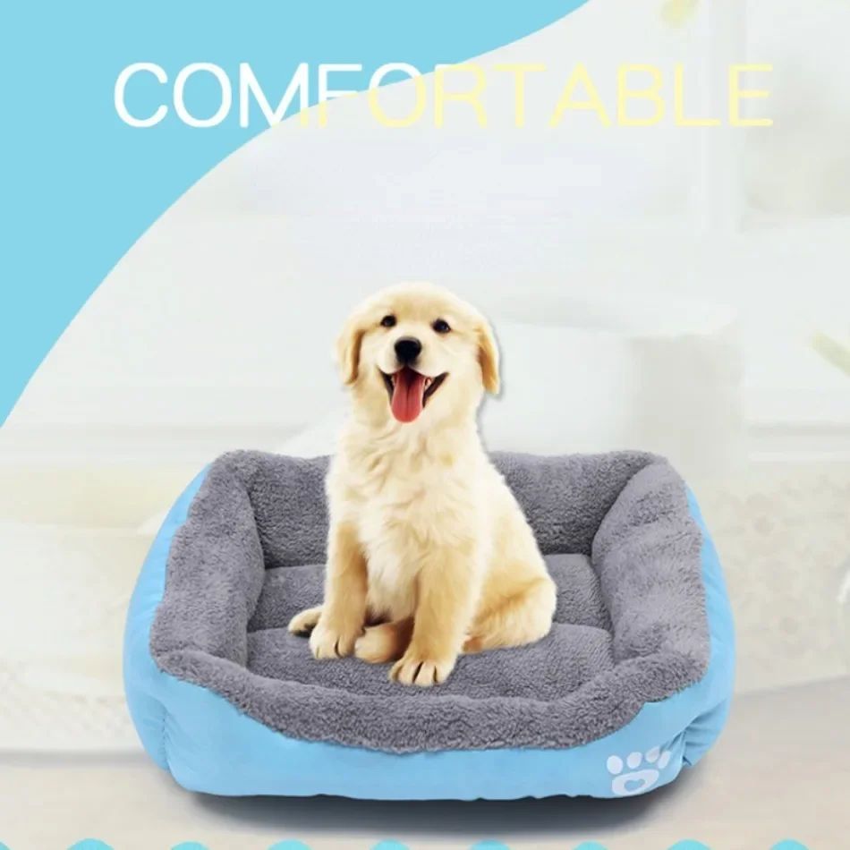 Ninho Quadrado Grande Cama para Cães de Grande Porte S-3XL Cama para Cães Pequenos e Médios Ninho de Fleece Macio Sofá-Cama Grande para Cães Casa de Gatos Quente de Inverno para Animais de Estimação