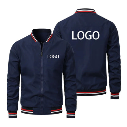 Custom Windproof Jacket Men Personalized Logo Printed Zipper Motorcycle Outdoor Sportswear Casual Fashion Coat