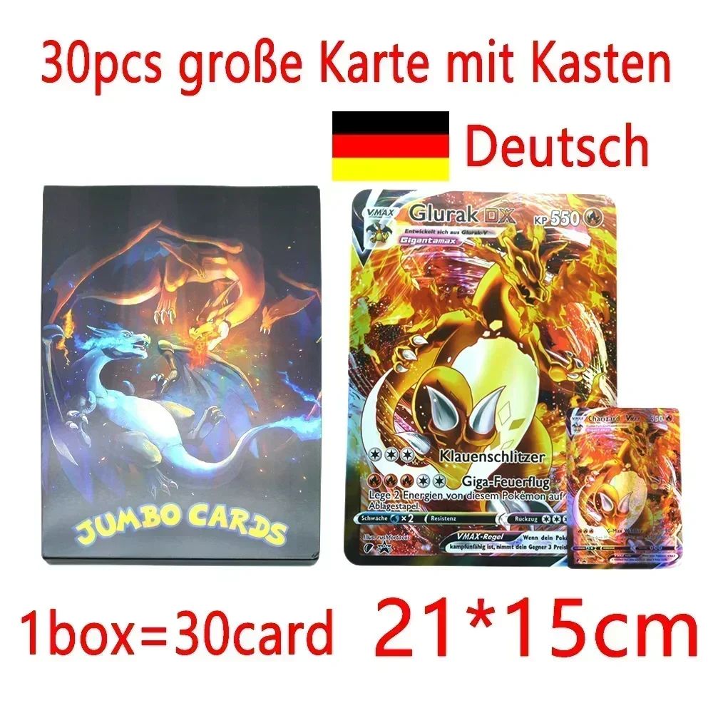 Pokemon 21*15cm Cartas Grandes Arco-Íris Pacote Vstar Letras Gigantes Jumbo Espanhol Alemão Francês Vmax GX Arceus Charizard Carta Rara