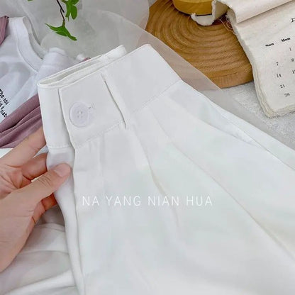 Korean High Waist Nine Point Trousers Female Fall Summer Casual Loose Office Lady Suit Pants Fashion Solid Color Work Pant New