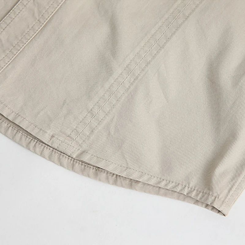 Oversized Shirts Men Long-Sleeve Formal Business Shirts Cargo Casual Shirts Slim Pocket Fashion Soild Shirt Male Brand Clothes