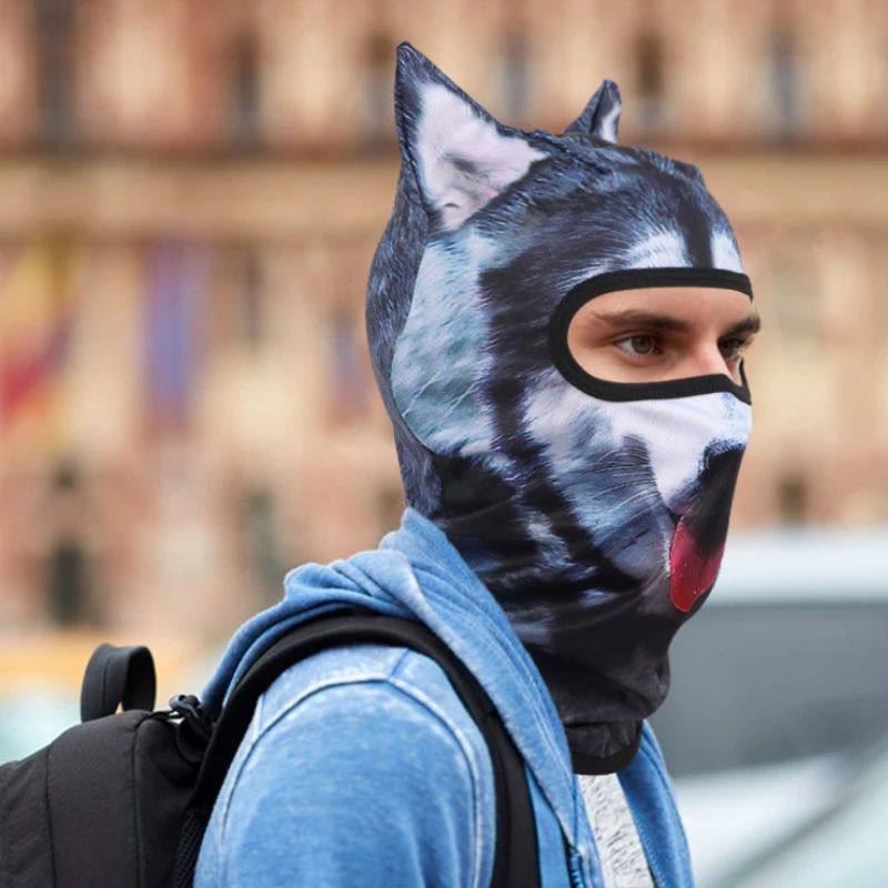 3D Cat Mask Dog Tiger Cosplay Balaclava Motorcycle Full Face Hood Mask Skiing Hat Helmet Cute Headgear Hat Halloween Party Masks