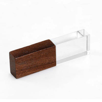 JASTER Pendrive USB 2.0 de Madeira Cristal 128GB Lindo Pen Drive Com Caixa de Madeira de Nogueira 64GB Pen Drive Presente de Casamento 32GB 16GB