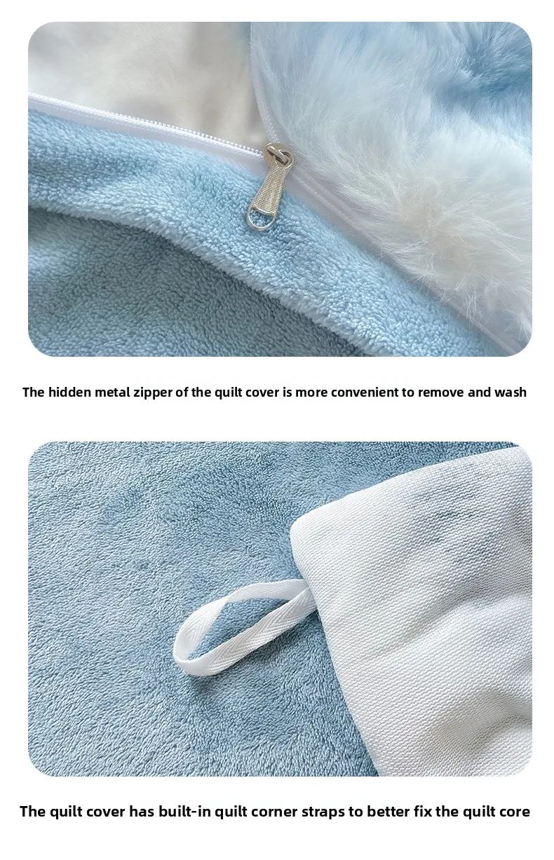 New Rabbit Fur Thickened Milk Velvet Duvet Cover Set Machine Washable Soft SkinFriendly Warm Bed Sheet for Home and Hotel ?? ???