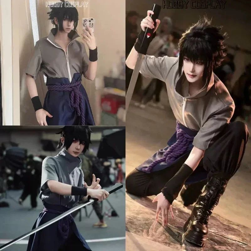 New Anime Uchiha Sasuke Cosplay Outfit Halloween  Party Role Play Uniform Comic Clothes Outfit