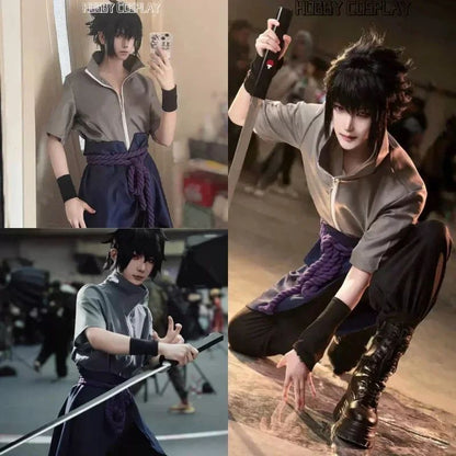 New Anime Uchiha Sasuke Cosplay Outfit Halloween  Party Role Play Uniform Comic Clothes Outfit